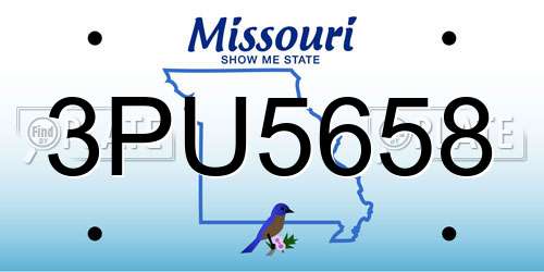 3PU5658 Missouri License Plate