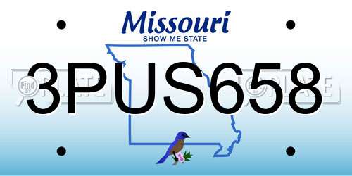 3PUS658 Missouri License Plate