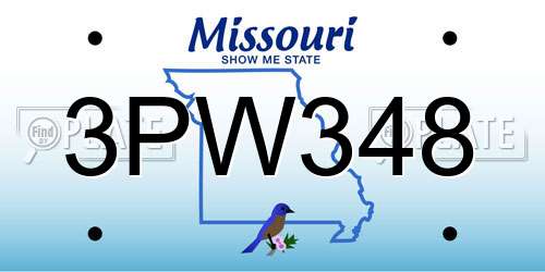 3PW348 Missouri License Plate