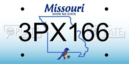 3PX166 Missouri License Plate