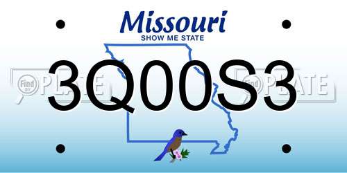 3Q00S3 Missouri License Plate