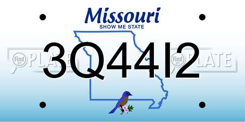 3Q44I2 Missouri License Plate