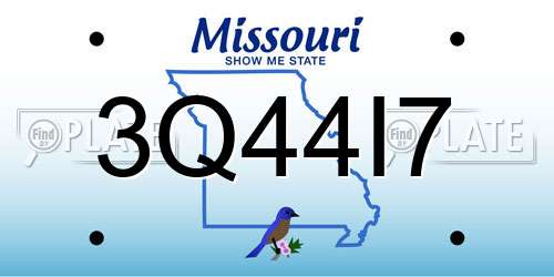 3Q44I7 Missouri License Plate