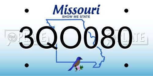 3QO080 Missouri License Plate