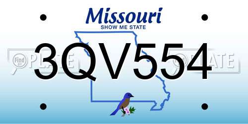 3QV554 Missouri License Plate