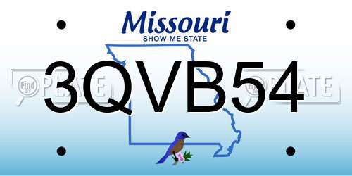 3QVB54 Missouri License Plate