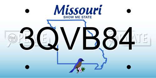 3QVB84 Missouri License Plate