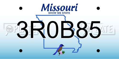 3R0B85 Missouri License Plate