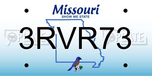 3RVR73 Missouri License Plate