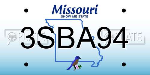 3SBA94 Missouri License Plate