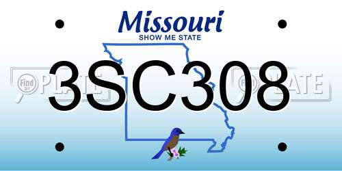 3SC308 Missouri License Plate