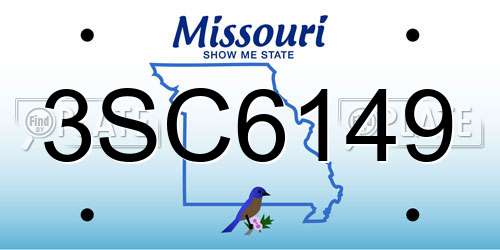 3SC6149 Missouri License Plate