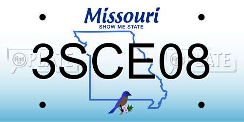 3SCE08 Missouri License Plate