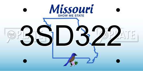 3SD322 Missouri License Plate