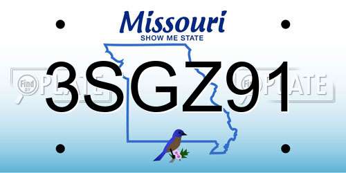 3SGZ91 Missouri License Plate