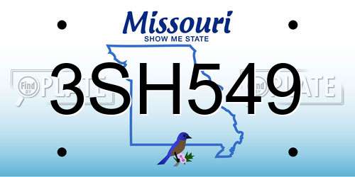 3SH549 Missouri License Plate