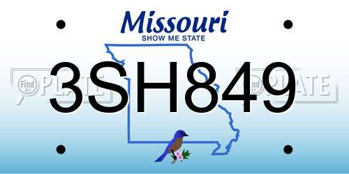 3SH849 Missouri License Plate