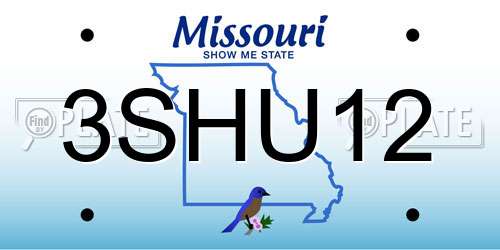 3SHU12 Missouri License Plate