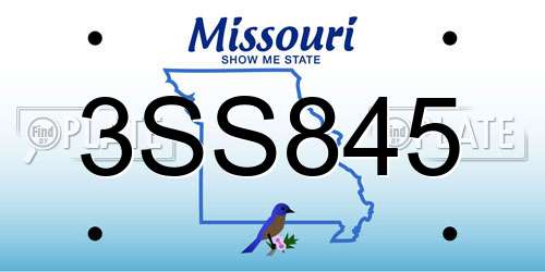 3SS845 Missouri License Plate