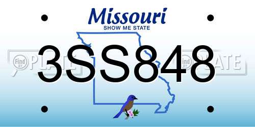 3SS848 Missouri License Plate