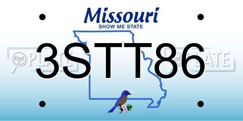 3STT86 Missouri License Plate