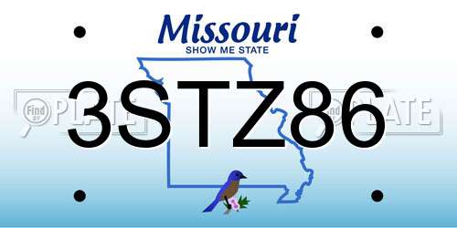 3STZ86 Missouri License Plate