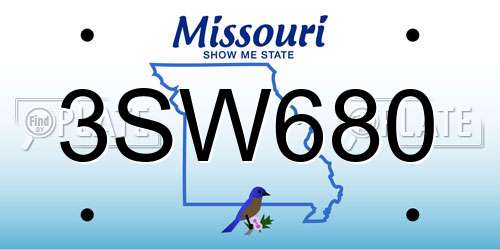 3SW680 Missouri License Plate