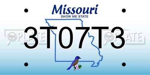 3T07T3 Missouri License Plate