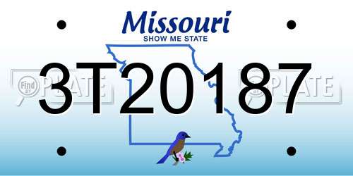 3T20187 Missouri License Plate