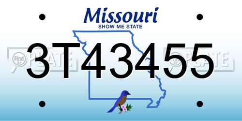 3T43455 Missouri License Plate