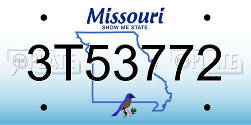 3T53772 Missouri License Plate