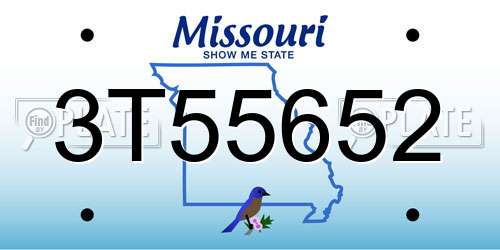 3T55652 Missouri License Plate