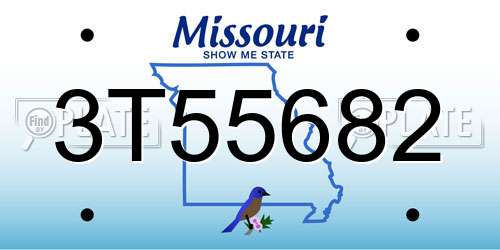 3T55682 Missouri License Plate