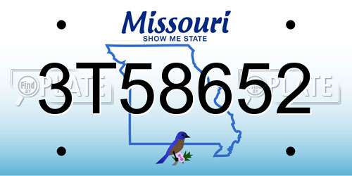 3T58652 Missouri License Plate