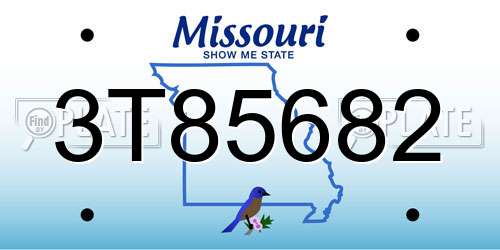 3T85682 Missouri License Plate