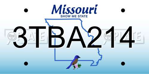 3TBA214 Missouri License Plate