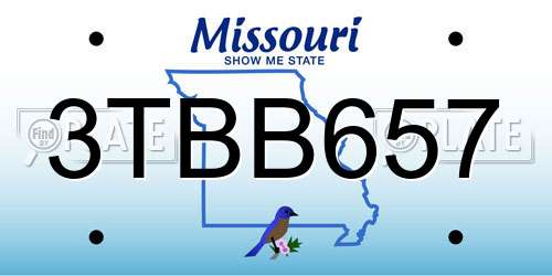 3TBB657 Missouri License Plate
