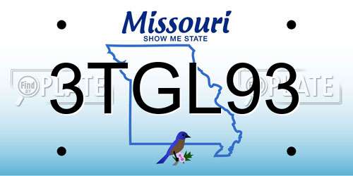 3TGL93 Missouri License Plate