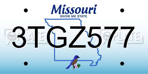 3TGZ577 Missouri License Plate