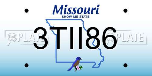 3TII86 Missouri License Plate