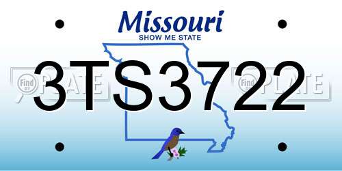 3TS3722 Missouri License Plate