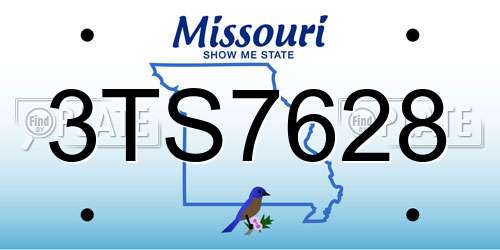 3TS7628 Missouri License Plate