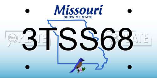 3TSS68 Missouri License Plate