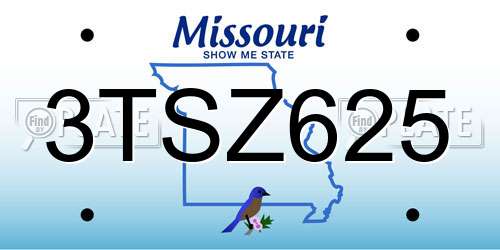 3TSZ625 Missouri License Plate