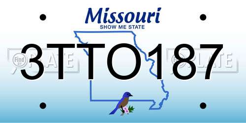 3TTO187 Missouri License Plate
