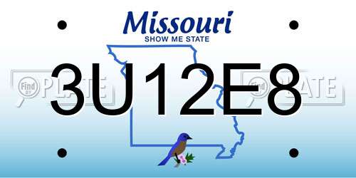 3U12E8 Missouri License Plate