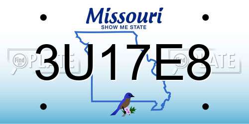 3U17E8 Missouri License Plate