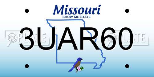 3UAR60 Missouri License Plate