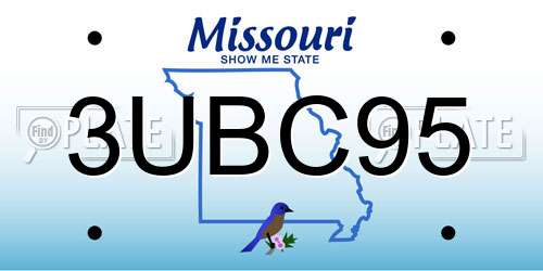 3UBC95 Missouri License Plate