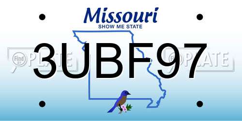 3UBF97 Missouri License Plate
